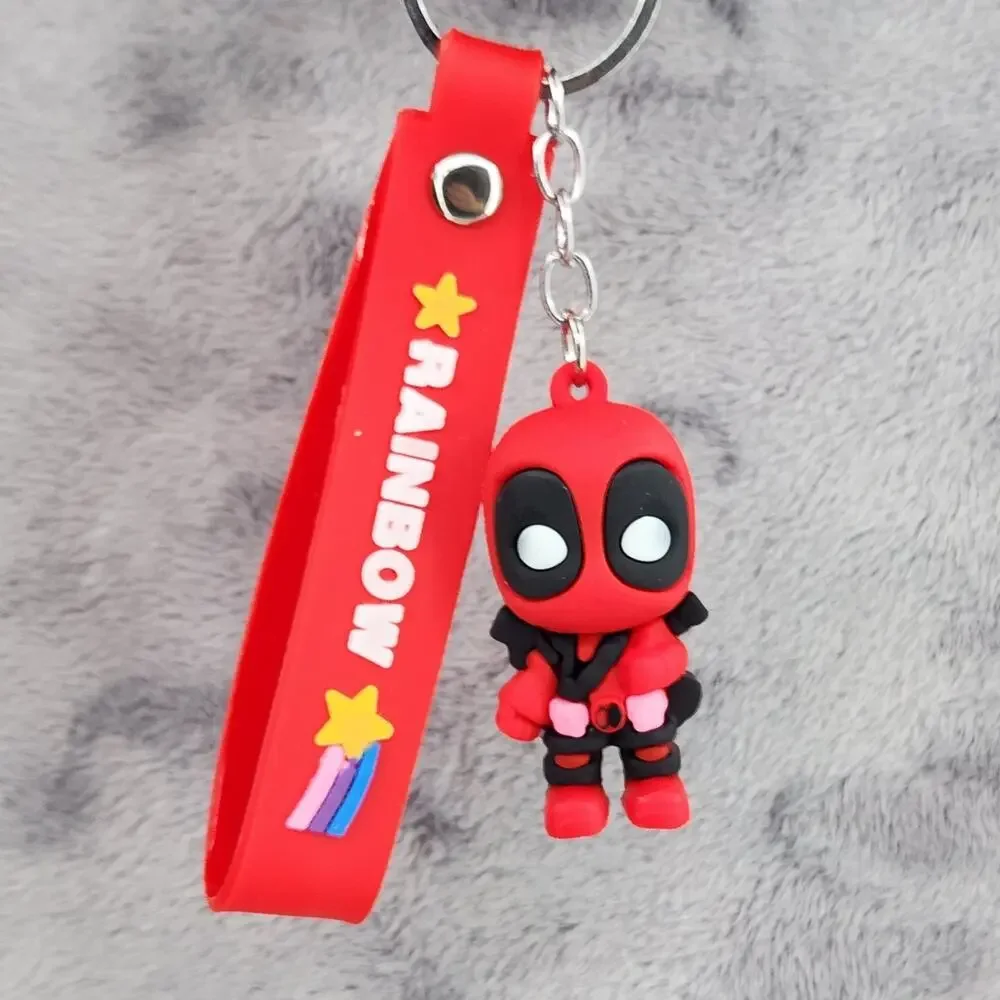 NEW Marvel Avengers Deadpool Superhero Figure Keychain & Strap Bag Charm PVC